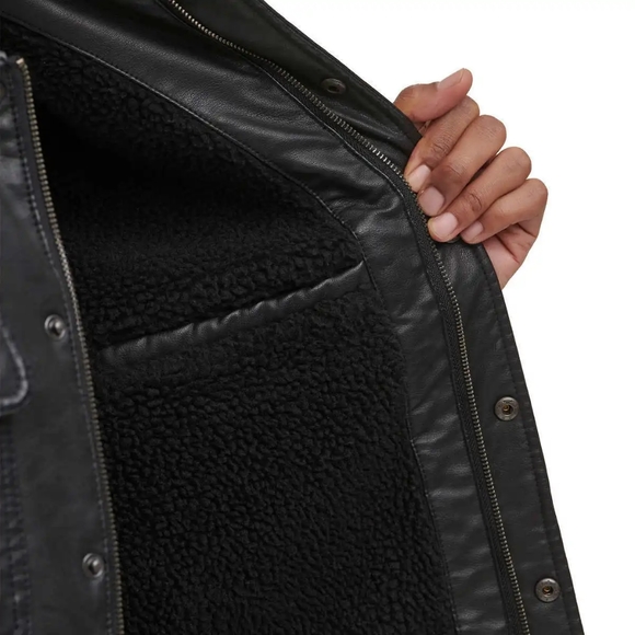 Levi's Men's Full Fleece Lining Faux Leather Jacket, black - Picture 5 of 6